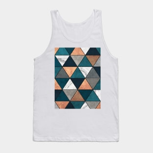 Copper, Marble and Concrete Triangles 2 with Blue Tank Top